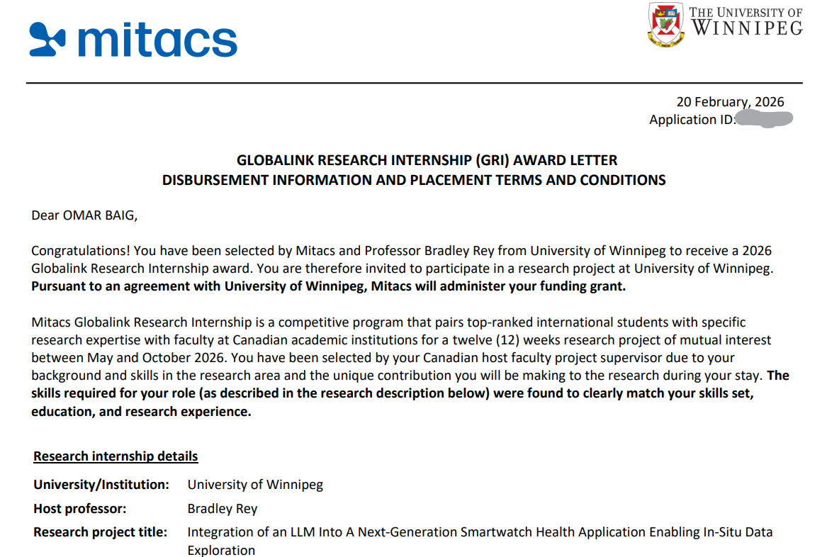 MITACS Globalink Research Internship (GRI) Award